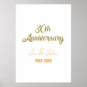 Glückliches 30. Hochzeitsjubiläum goldene orange V Poster