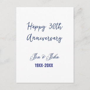 Glückliches 30. Hochzeitsjubiläum königsblau trend Postkarte