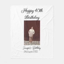 Glückliches 40. Geburtstags-Foto modern, schlicht  Fleecedecke