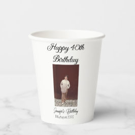 Glückliches 40. Geburtstags-Foto modern, schlicht  Pappbecher