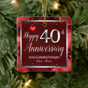 Glückliches 40-jähriges Foto zum Hochzeitstag Keramikornament