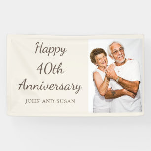 Glückliches 40. Jubiläumsfoto in Creme Banner