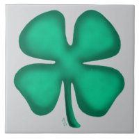 Glückliches 4-Blatt-Irland-Klee grau große Fliese