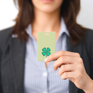 Glückliches 4-Blatt-Irland-Klee grünes Abzeichen v Ausweis