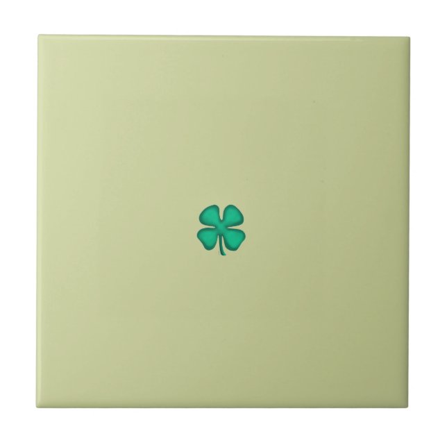 Glückliches 4-Blatt-Irland-Klee-kleines-hellgrünes Fliese (Vorderseite)