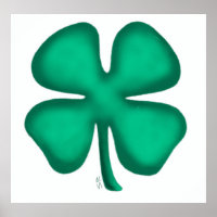 Glückliches 4-Blatt-Irland-Klee weiß-mattes Poster