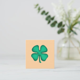 Glückliches 4-Blatt-Irland-Kleeblatt-Tan-Quadrat-G Quadratische Visitenkarte