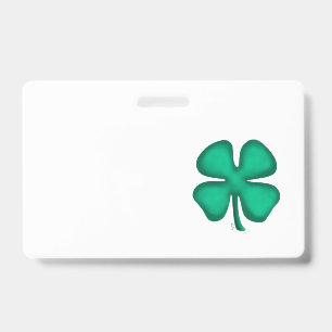 Glückliches 4-Blatt-Irland-Kleeweißabzeichen horiz Ausweis