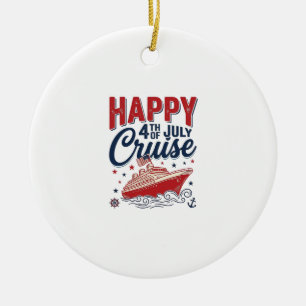 Glückliches 4. Juli Kreuzfahrt Vintage Patriotisch Keramik Ornament