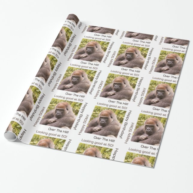 Glückliches 50. Geburtstag Gorilla Wrapping Paper Geschenkpapier (Ungerollt)