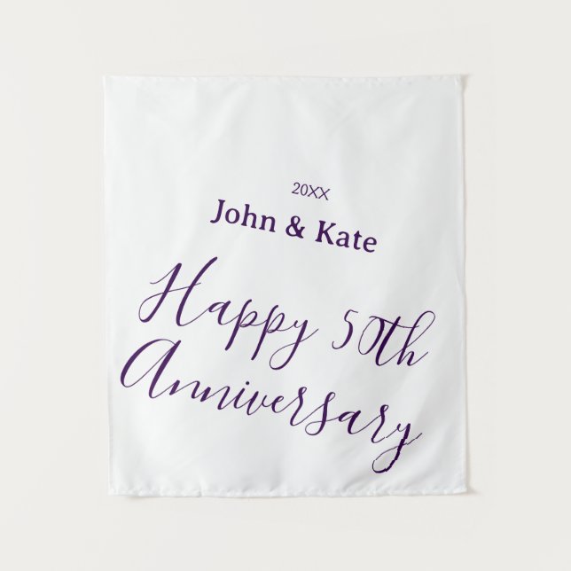 Glückliches 50-jähriges Jubiläum lila Name Jahr ei Wandteppich (Vorderseite)