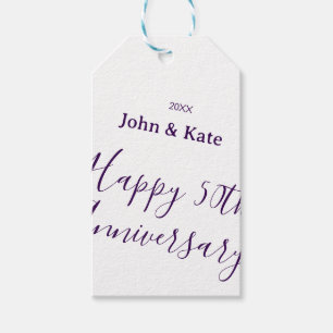 Glückliches 50. Jubiläum lila Name Jahr einfach  Geschenkanhänger