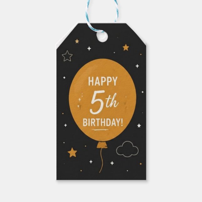Glückliches 5. Geburtstags-Geschenk-Anhänger Geschenkanhänger (Vorderseite)