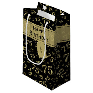 Glückliches 75. Geburtstags-Party-Thema-Gold und Kleine Geschenktüte