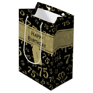 Glückliches 75. Geburtstags-Party-Thema-Gold und Mittlere Geschenktüte