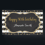 Glückliches 80. Geburtstagsbanner. Gold Glitzer Co Banner<br><div class="desc">Happy 80. Geburtstag Banner für Frauen oder Mann. Black and Gold Geburtstagsparty Banner. Gold Glitzer Confetti. Schwarze und weiße Streifen. Printable Digital. Für weitere Anpassungen klicken Sie bitte auf die Schaltfläche "Anpassen" und verwenden Sie unser Designwerkzeug,  um diese Vorlage zu ändern.</div>