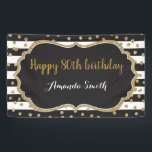 Glückliches 80. Geburtstagsbanner. Gold Glitzer Co Banner<br><div class="desc">Happy 80. Geburtstag Banner für Frauen oder Mann. Black and Gold Geburtstagsparty Banner. Gold Glitzer Confetti. Schwarze und weiße Streifen. Printable Digital. Für weitere Anpassungen klicken Sie bitte auf die Schaltfläche "Anpassen" und verwenden Sie unser Designwerkzeug,  um diese Vorlage zu ändern.</div>