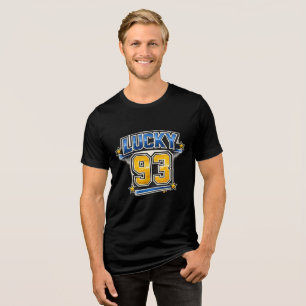 Glückliches 93 Retro-Sport-Nummer-T-Shirt   Vintag Tri-Blend Shirt
