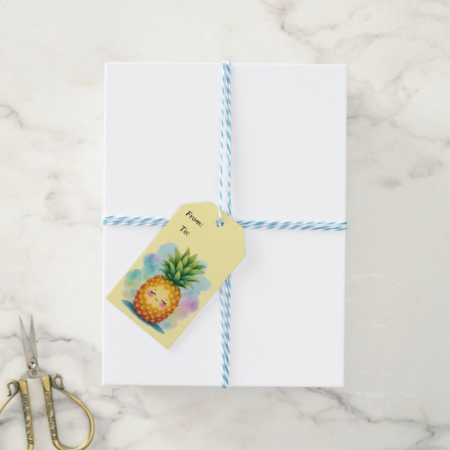 Glückliches Ananas-Geschenk-Tag Geschenkanhänger (Mit Garn)