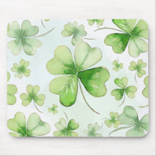 Glückliches Aquarell Vierblattklee Irisch Mama Pap Mousepad