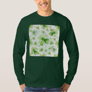 Glückliches Aquarell Vierblattklee Irisch Mama Pap T-Shirt