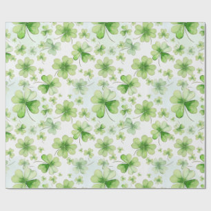 Glückliches Aquarell Vierblattklee Irischer Mama P Geschenkpapier