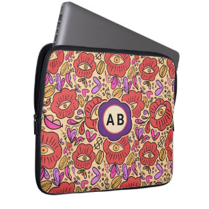Glückliches Auge Blumenmuster Laptopschutzhülle