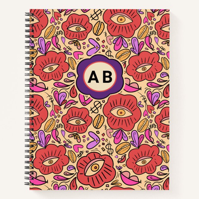Glückliches Auge Blumenmuster Notizbuch (Vorderseite)