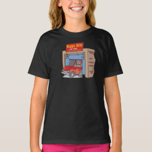 Glückliches Auto-Waschmädchen-T-Shirt T-Shirt