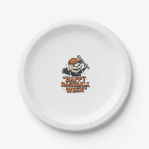 Glückliches Baseball-Fest Retro-Halloween-Baseball Pappteller