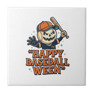 Glückliches Baseball Ween Vintage Halloween Baseba Fliese