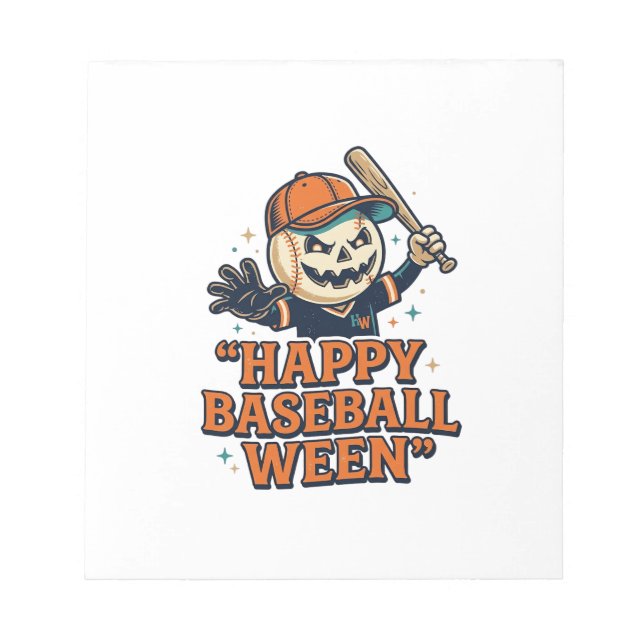 Glückliches Baseball Ween Vintage Halloween Baseba Notizblock (Vorderseite)