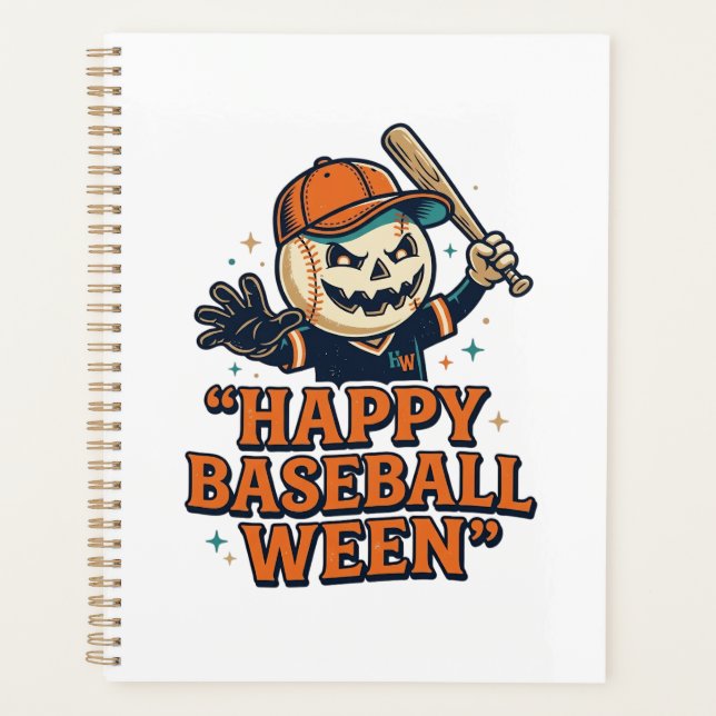 Glückliches Baseball Ween Vintage Halloween Baseba Planer (Vorderseite)