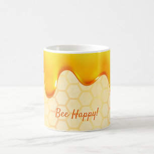 Glückliches Bienenwabenmuster Honig tropft glückli Kaffeetasse