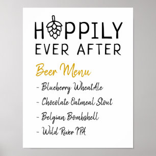 Glückliches Bier-Menü Hochzeit Brautparty Poster