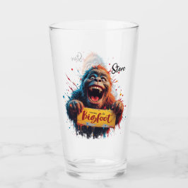 Glückliches Bigfoot Sasquatch-Mugshot-Suchteam Glas