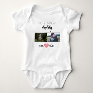 GLÜCKLICHES BIRTHDAY DADDY CUSTOM FOTO UND TEXT BABY STRAMPLER
