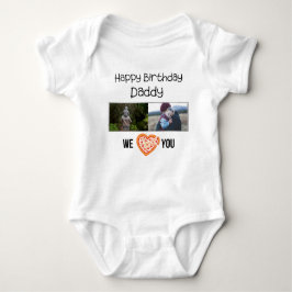 GLÜCKLICHES BIRTHDAY DADDY CUSTOM FOTO UND TEXT BABY STRAMPLER