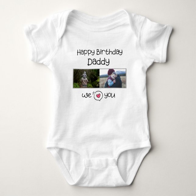 GLÜCKLICHES BIRTHDAY DADDY CUSTOM FOTO UND TEXT BABY STRAMPLER (Vorderseite)