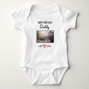 GLÜCKLICHES BIRTHDAY DADDY CUSTOM FOTO UND TEXT BABY STRAMPLER