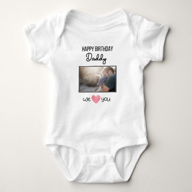 GLÜCKLICHES BIRTHDAY DADDY CUSTOM FOTO UND TEXT BABY STRAMPLER (Vorderseite)