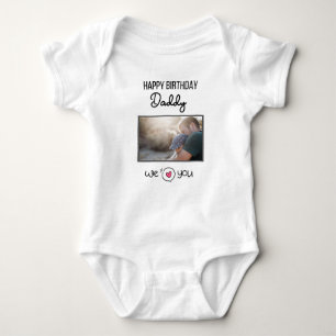 GLÜCKLICHES BIRTHDAY DADDY CUSTOM FOTO UND TEXT BABY STRAMPLER