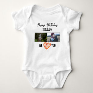 GLÜCKLICHES BIRTHDAY DADDY CUSTOM FOTO UND TEXT BABY STRAMPLER