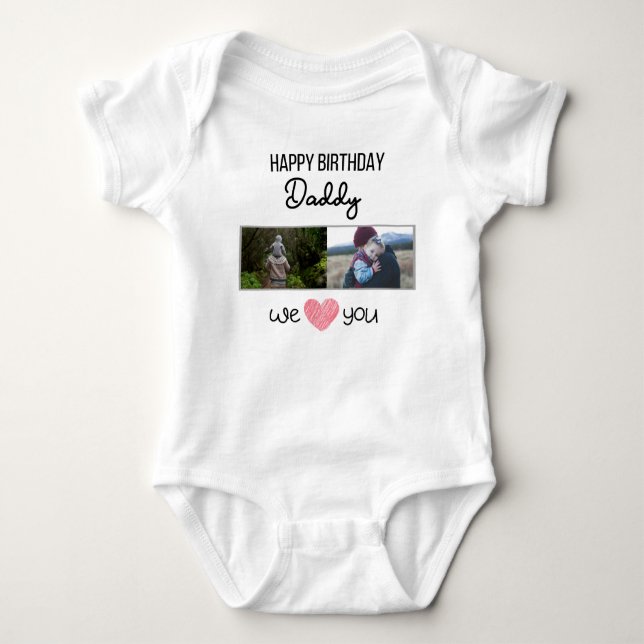 GLÜCKLICHES BIRTHDAY DADDY CUSTOM FOTO UND TEXT BABY STRAMPLER (Vorderseite)