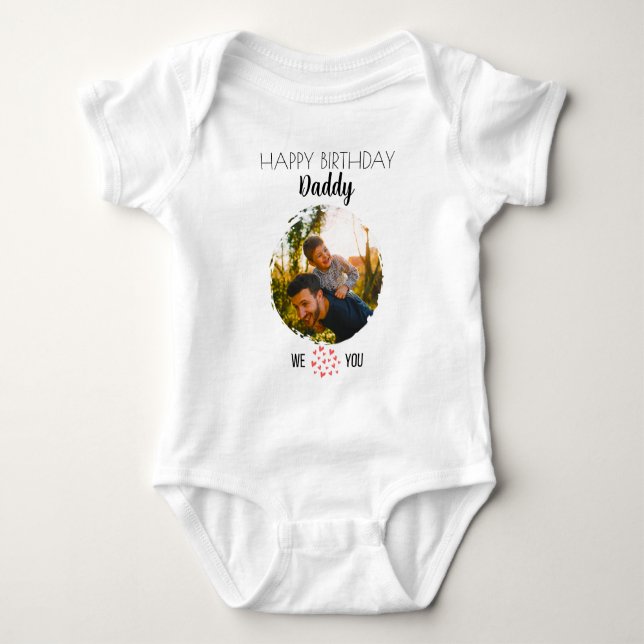 GLÜCKLICHES BIRTHDAY DADDY CUSTOM FOTO UND TEXT BABY STRAMPLER (Vorderseite)
