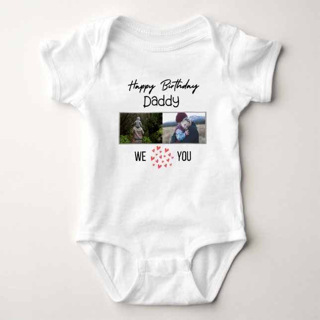 GLÜCKLICHES BIRTHDAY DADDY CUSTOM FOTO UND TEXT BABY STRAMPLER (Vorderseite)