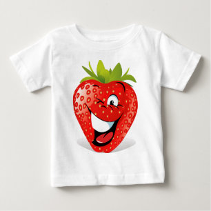 Glückliches blinzelndes Erdbeergesicht Baby T-shirt