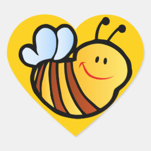 GLÜCKLICHES BUMBLEBEE BIETET CARTOON NIEDLICH HONE Herz-Aufkleber