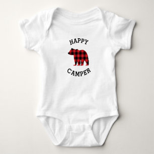 Glückliches Camper-Bär-Silhouette-Baby-Body Baby Strampler