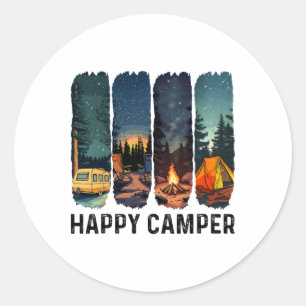 Glückliches Camper-Shirt Wanderabenteuer Sommercam Runder Aufkleber